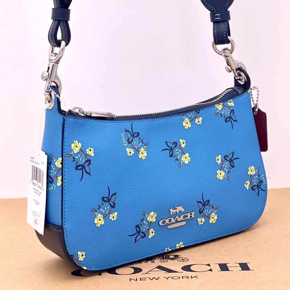 Coach Jes Baguette Crossbody With Floral Bow Print - Picture 11 of 16